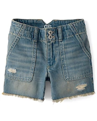 Tween Girls Ripped Relaxed Midi Jean Shorts