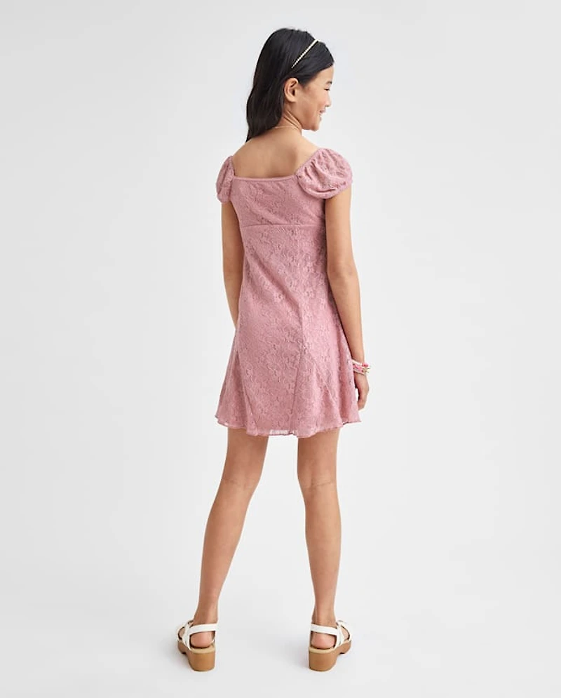 Tween Girls Floral Lace Mini Dress