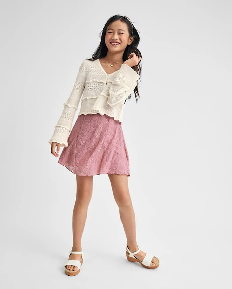 Tween Girls Floral Lace Mini Dress