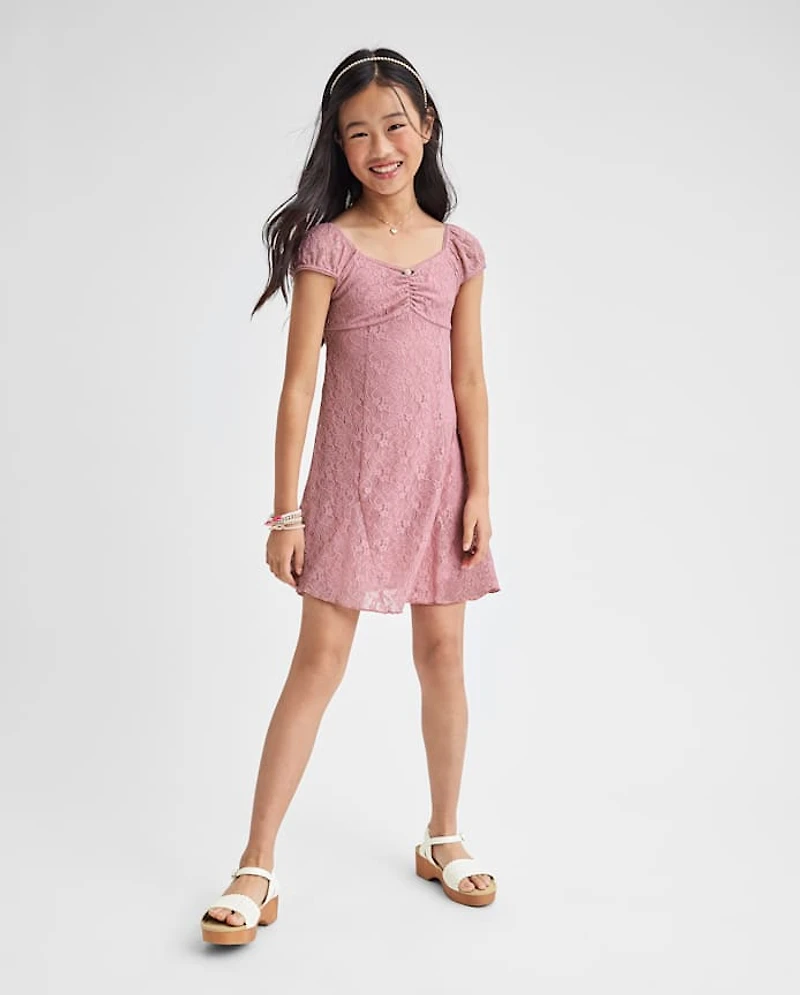 Tween Girls Floral Lace Mini Dress