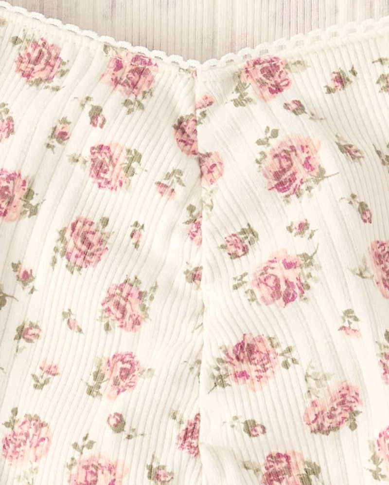 Tween Girls Floral Cinched Split Front Top