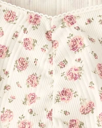 Tween Girls Floral Cinched Split Front Top