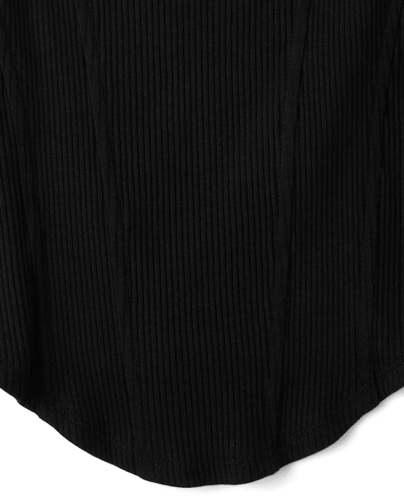 Tween Girls Ribbed Lace Corset Tank Top