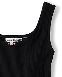 Tween Girls Ribbed Lace Corset Tank Top