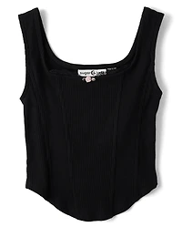 Tween Girls Ribbed Lace Corset Tank Top