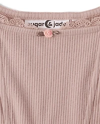 Tween Girls Ribbed Lace Corset Tank Top