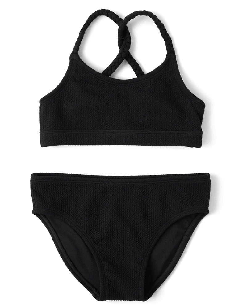 Tween Girls Crinkle Braided Bikini Swimsuit