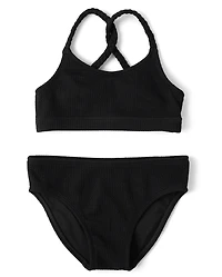 Tween Girls Crinkle Braided Bikini Swimsuit