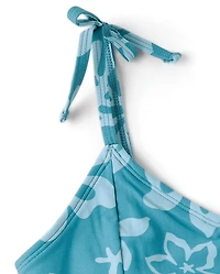 Tween Girls Tropical Bow Shoulder Bikini Swimsuit