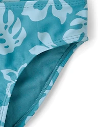 Tween Girls Tropical Bow Shoulder Bikini Swimsuit