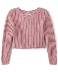 Tween Girls Stitched Off Shoulder Sweater