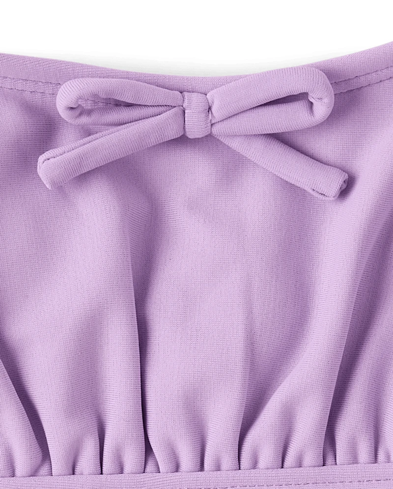 Tween Girls Smocked Longline Bikini Swimsuit