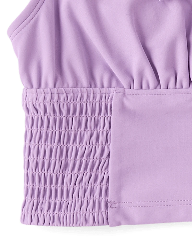 Tween Girls Smocked Longline Bikini Swimsuit