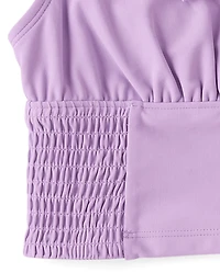 Tween Girls Smocked Longline Bikini Swimsuit