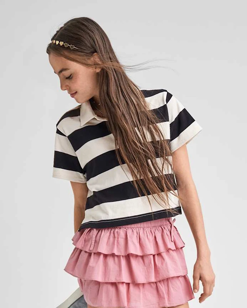 Tween Girls Striped Rugby Polo