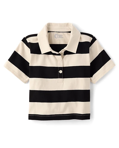 Tween Girls Striped Rugby Polo