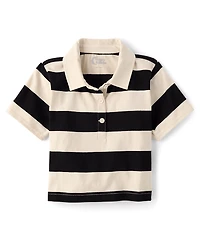 Tween Girls Striped Rugby Polo