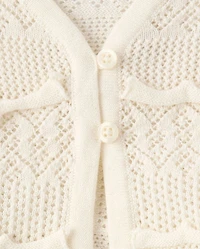 Tween Girls Ruffle Pointelle Cardigan