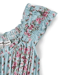 Tween Girls Floral Smocked Romper
