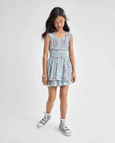 Tween Girls Floral Smocked Romper