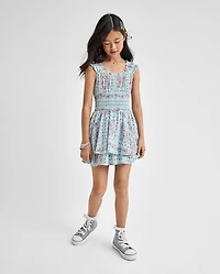 Tween Girls Floral Smocked Romper