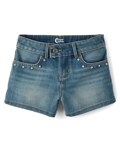 Tween Girls Studded Shortie Jean Shorts