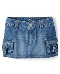 Tween Girls Denim Cargo Skort