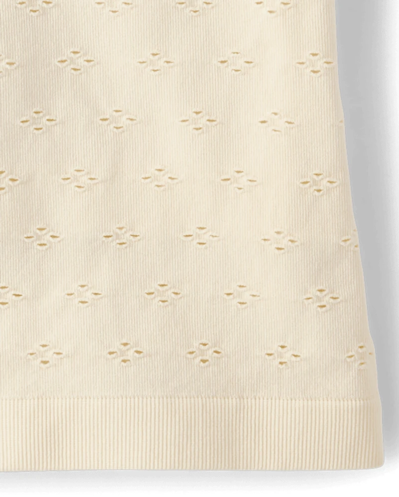 Tween Girls Textured Eyelet Off Shoulder Top