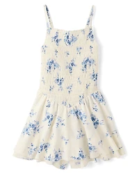 Tween Girls Floral Smocked Romper