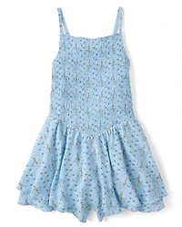 Tween Girls Floral Smocked Romper