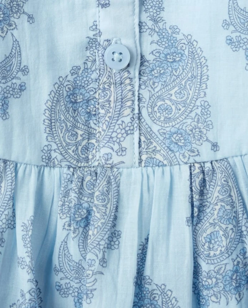 Tween Girls Paisley Button Tank Dress