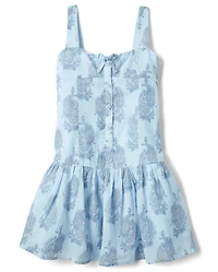 Tween Girls Paisley Button Tank Dress