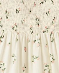 Tween Girls Floral Smocked Off Shoulder Dress