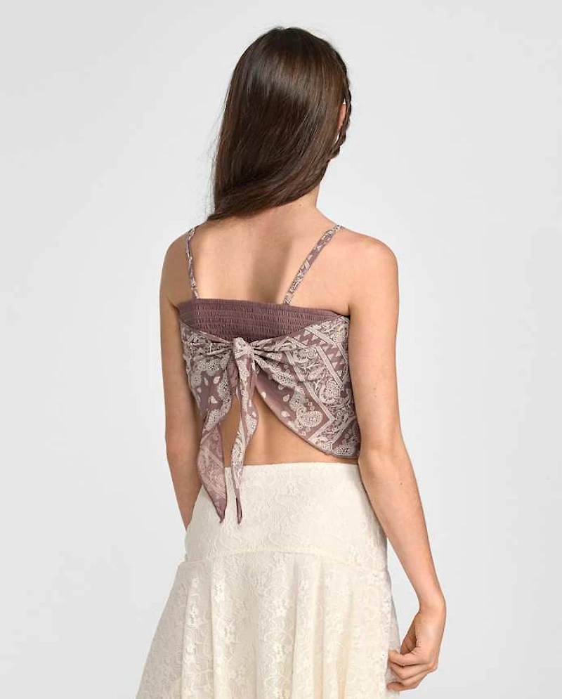 Tween Girls Textured Bandana Tank Top