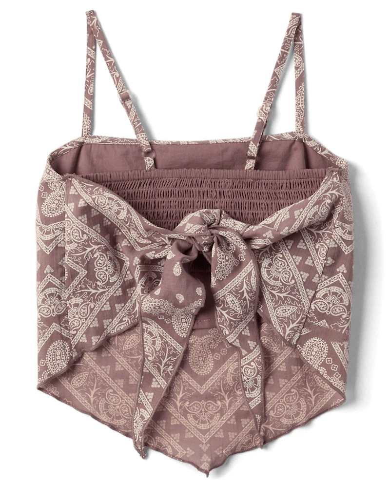 Tween Girls Textured Bandana Tank Top