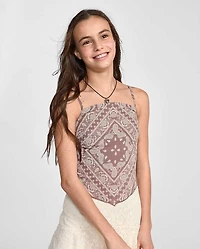 Tween Girls Textured Bandana Tank Top