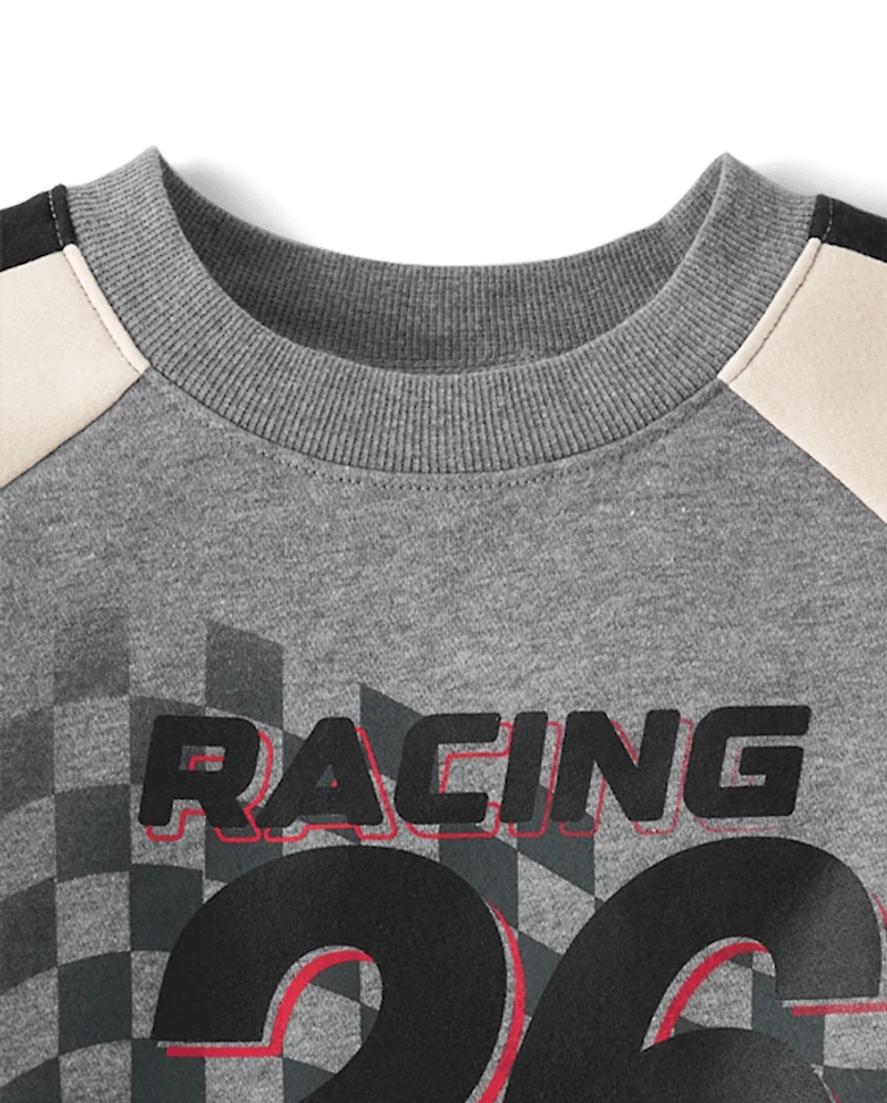 Tween Girls Racing Colorblock Premium Fleece Sweatshirt