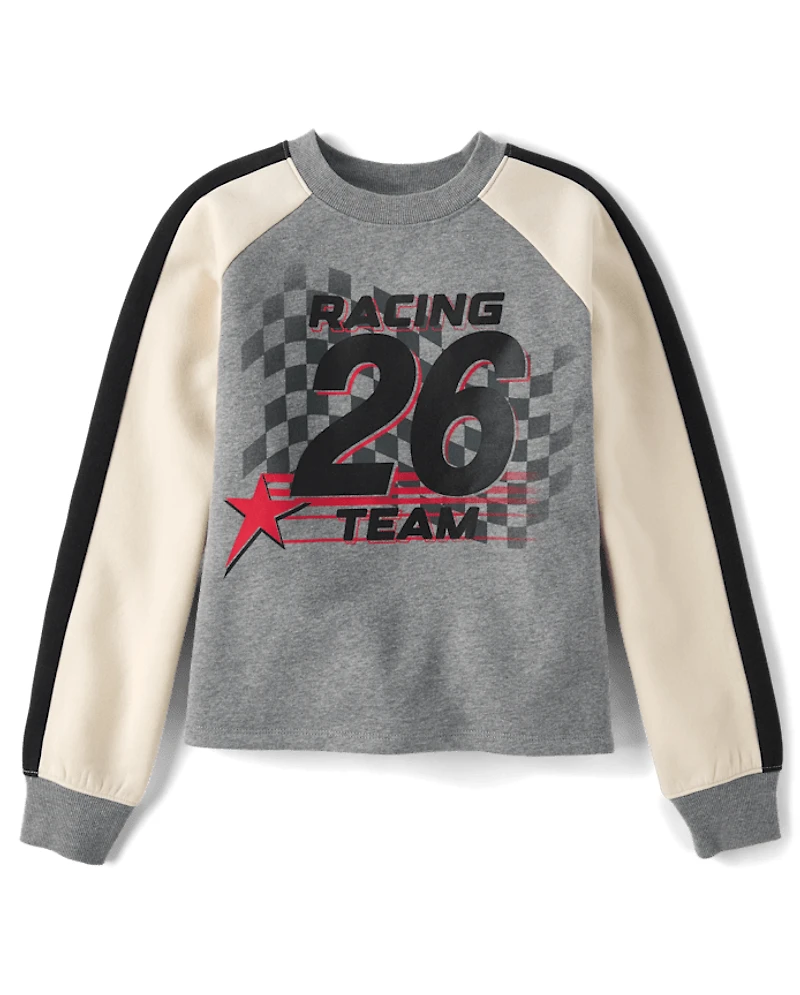 Tween Girls Racing Colorblock Premium Fleece Sweatshirt