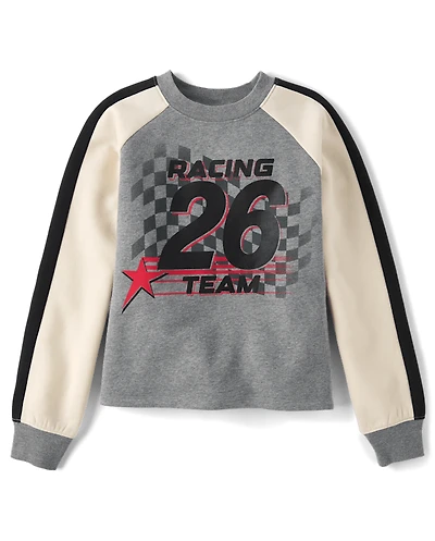 Tween Girls Racing Colorblock Premium Fleece Sweatshirt