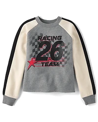Tween Girls Racing Colorblock Premium Fleece Sweatshirt