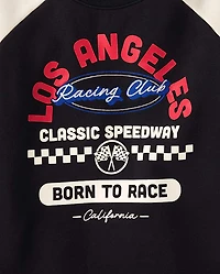 Tween Girls Embroidered Racing Colorblock Premium Fleece Sweatshirt