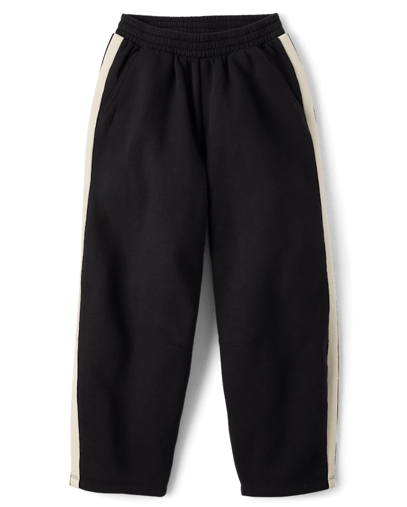 Tween Girls Side Stripe Premium Fleece Barrel Sweatpants
