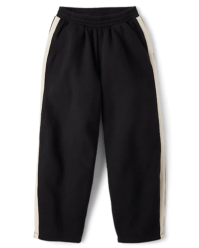 Tween Girls Side Stripe Premium Fleece Barrel Sweatpants