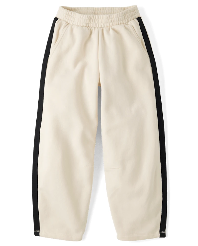 Tween Girls Side Stripe Premium Fleece Barrel Sweatpants