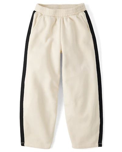Tween Girls Side Stripe Premium Fleece Barrel Sweatpants