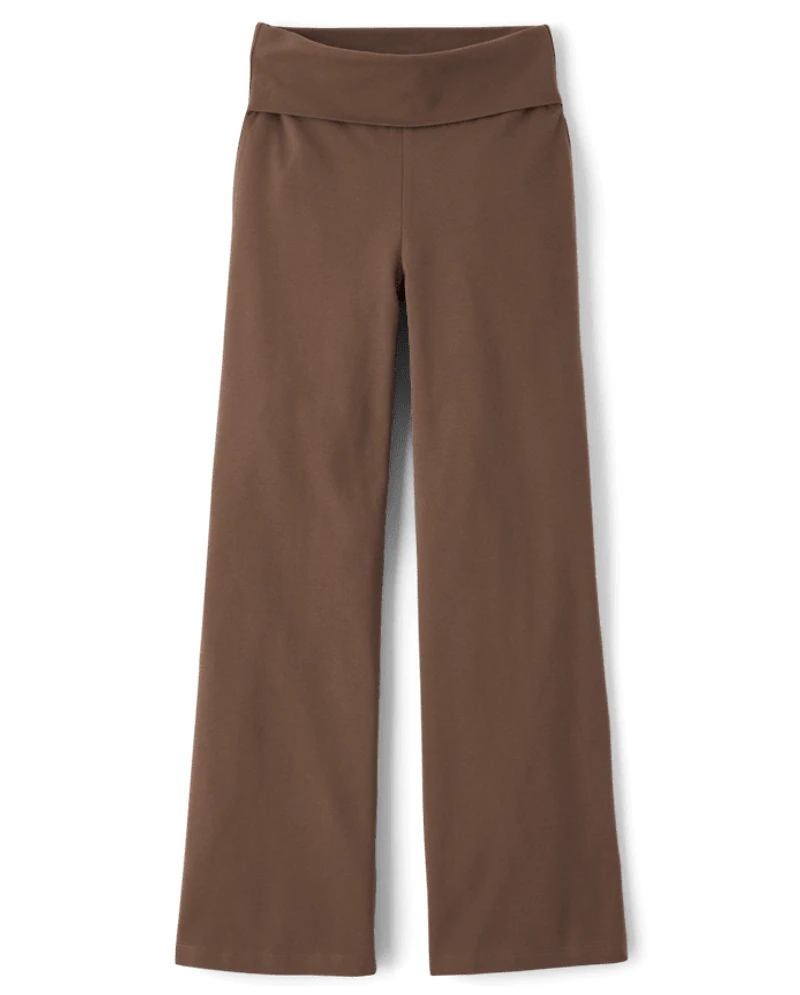 Tween Girls Foldover Waist Wide Leg Leggings