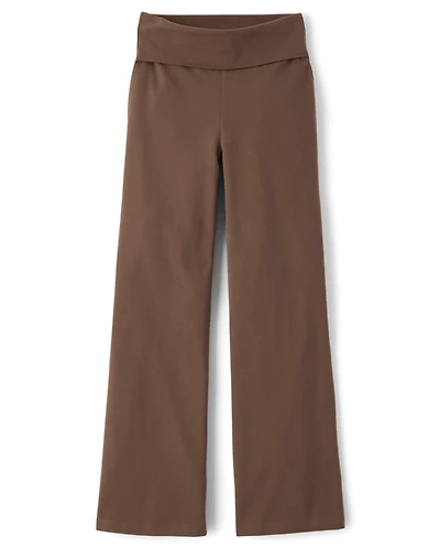 Tween Girls Foldover Waist Wide Leg Leggings