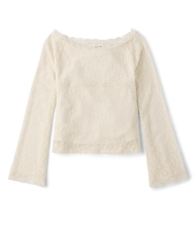 Tween Girls Lace Wide Neck Top