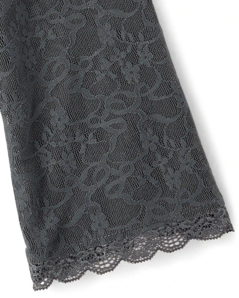 Tween Girls Lace Wide Neck Top