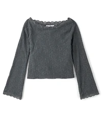 Tween Girls Lace Wide Neck Top